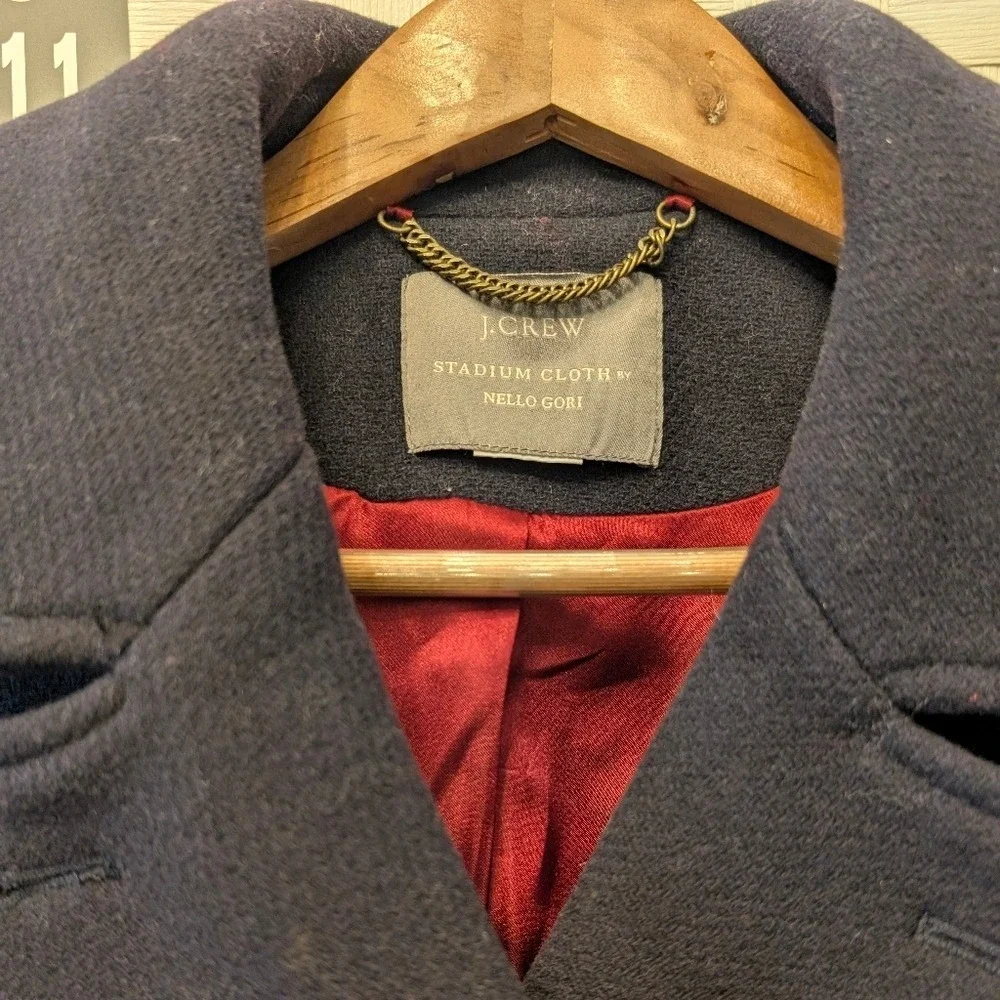 J.Crew Stadium Cloth Wool Peacoat Navy Blue Gold Crest Button‎ 49360 Womens 2 - Picture 5 of 12